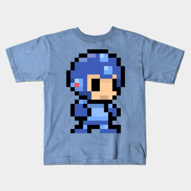 pixelated mega man Kids T-Shirt by sweendle